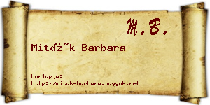 Miták Barbara névjegykártya